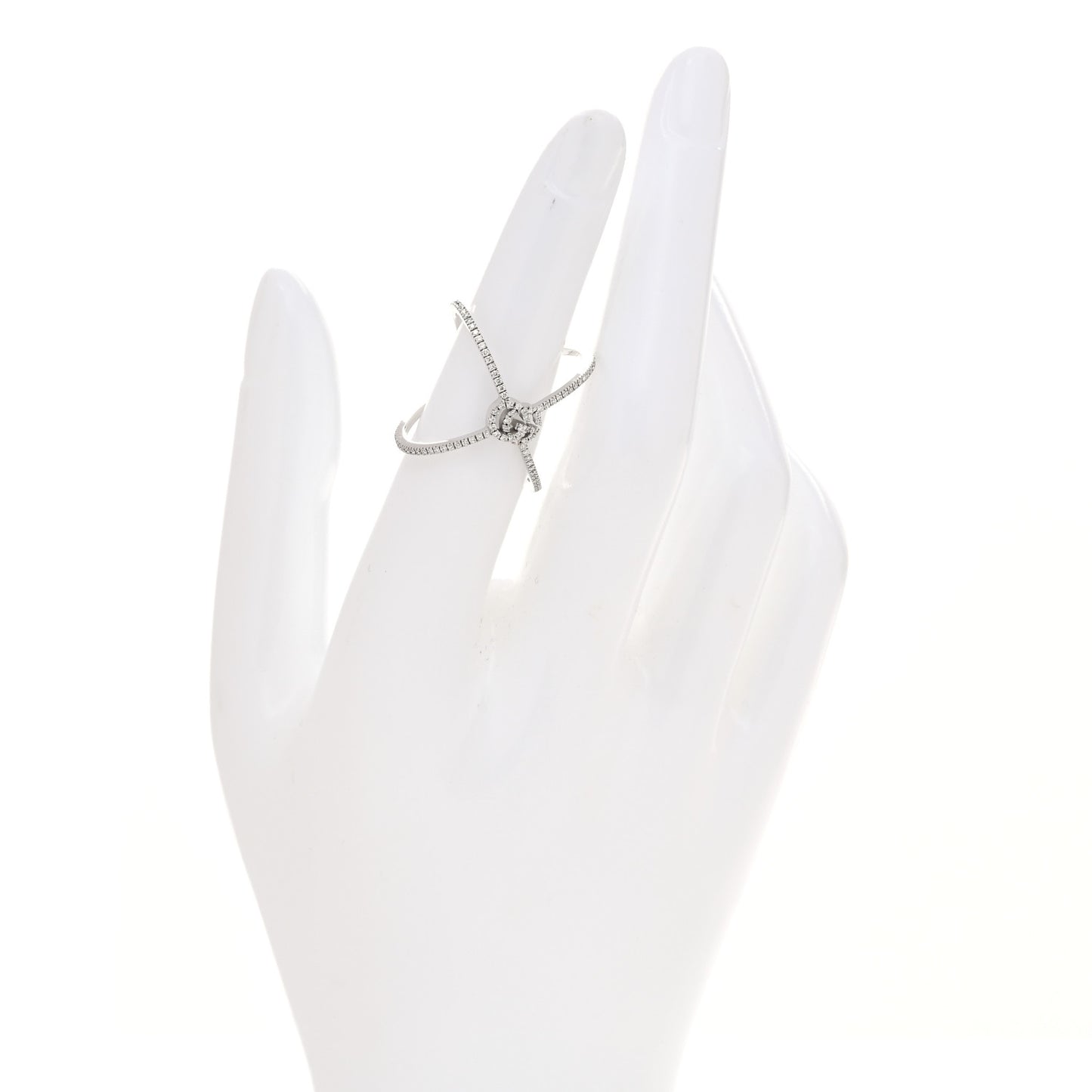 18K White Gold Diamond Running G Cross Ring 51 5.75