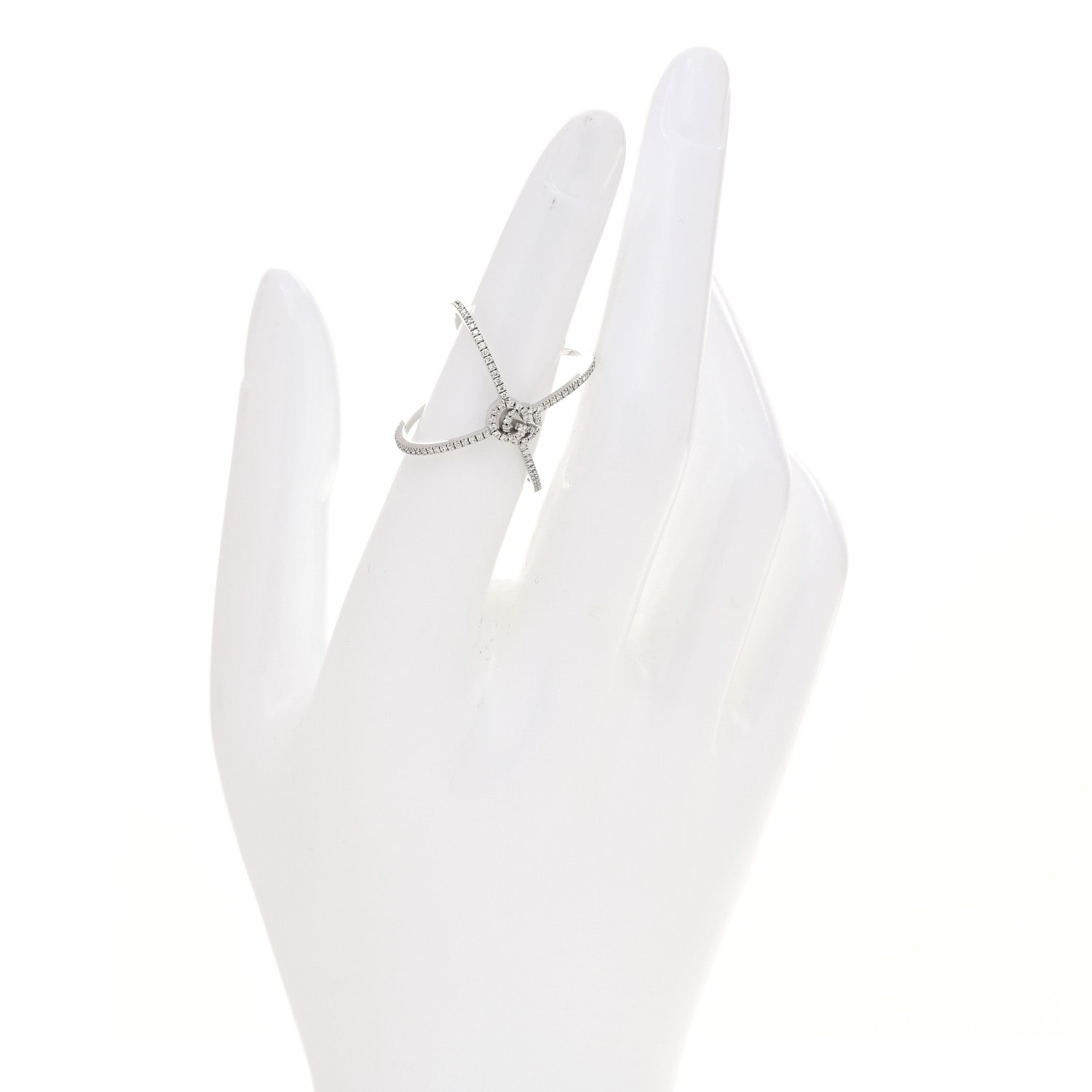 Gucci 18K White Gold Diamond Running G Cross Ring 51 5.75 2 of 4