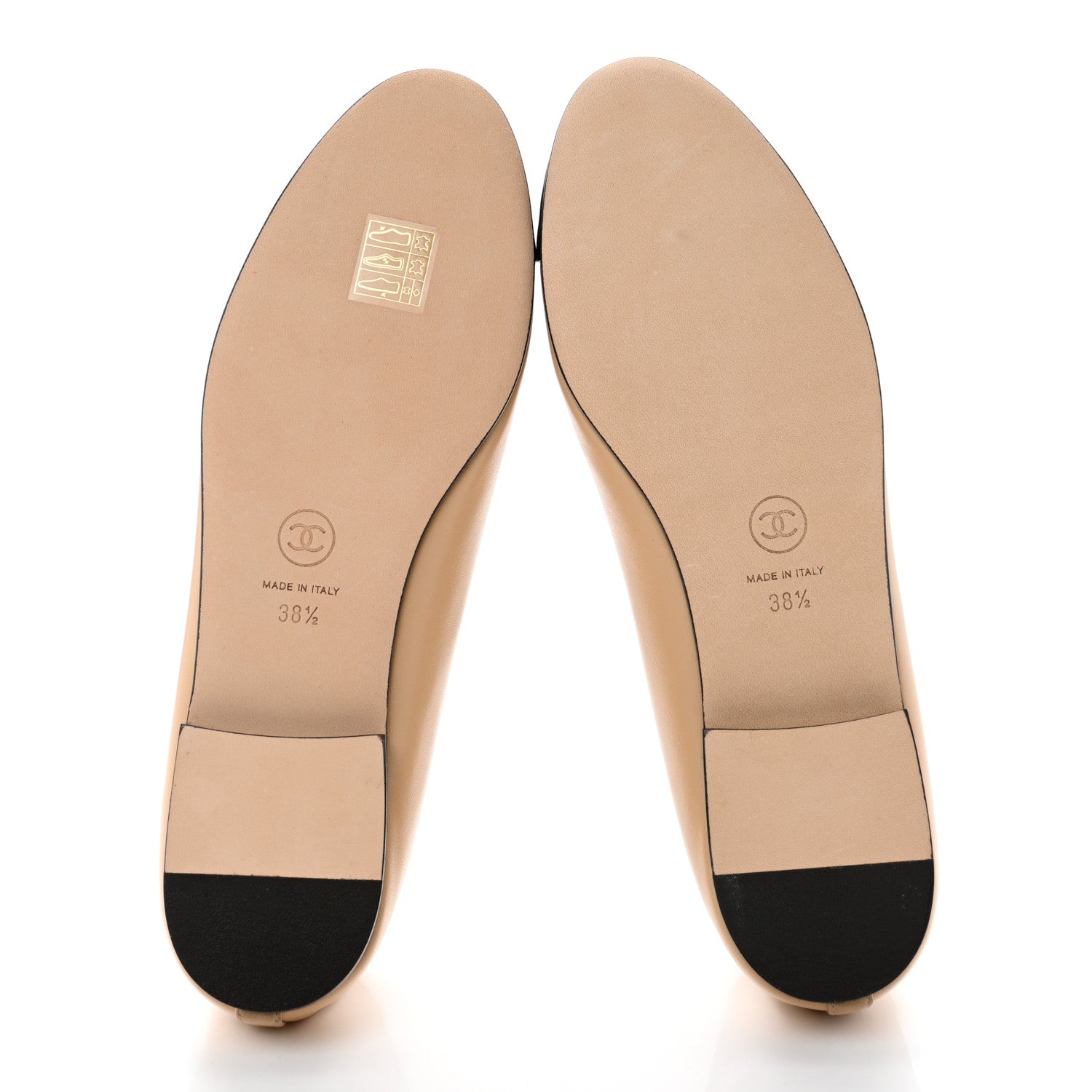 Chanel Lambskin Cap Toe Ballerina Flats 38.5 Beige Black 5 of 8