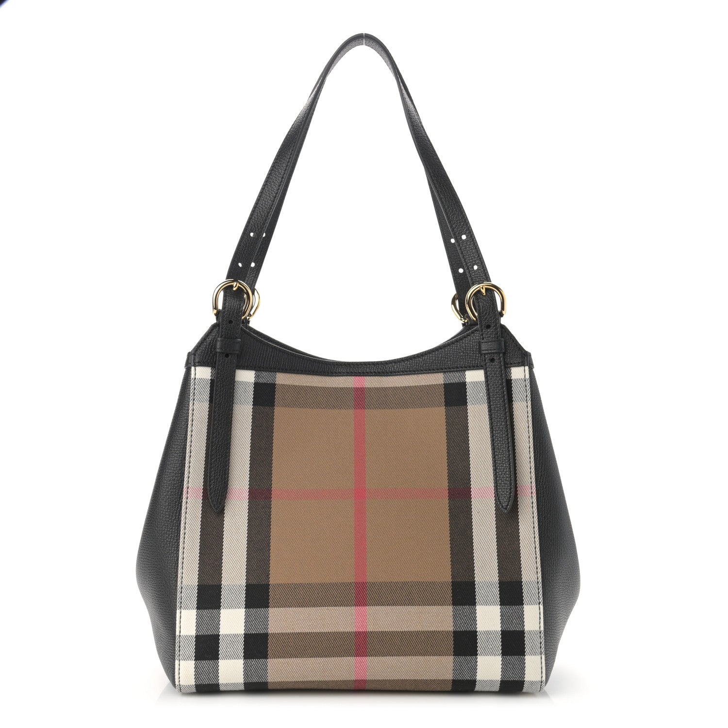 Burberry Grainy Calfskin House Check Small Canterbury Tote Black 1 of 10