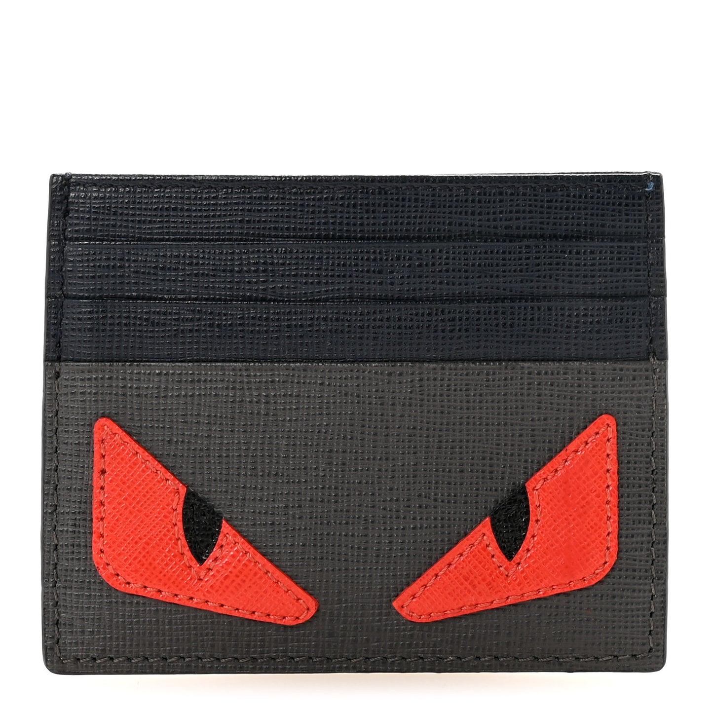 Vitello Elite Monster Eyes Inlay Card Holder Asfalto Papavero Black