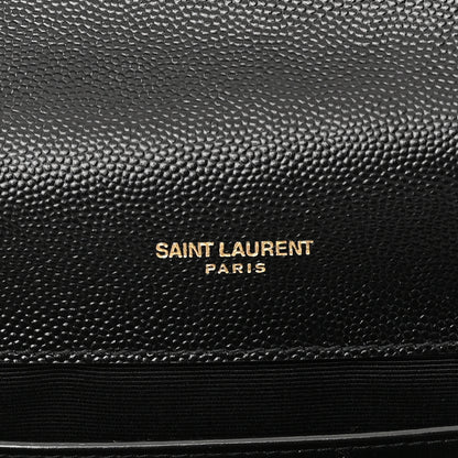 Saint Laurent Grain De Poudre Textured Mixed Matelasse Triquilt Medium Monogram Satchel Black 6 of 11