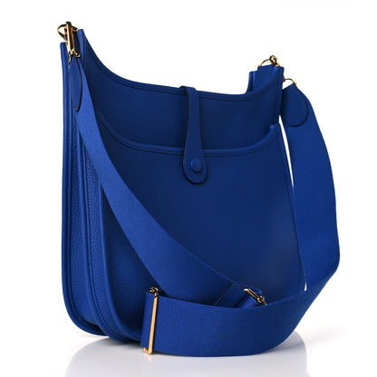 Hermes Taurillon Clemence Evelyne III PM Bleu Royal 3 of 10