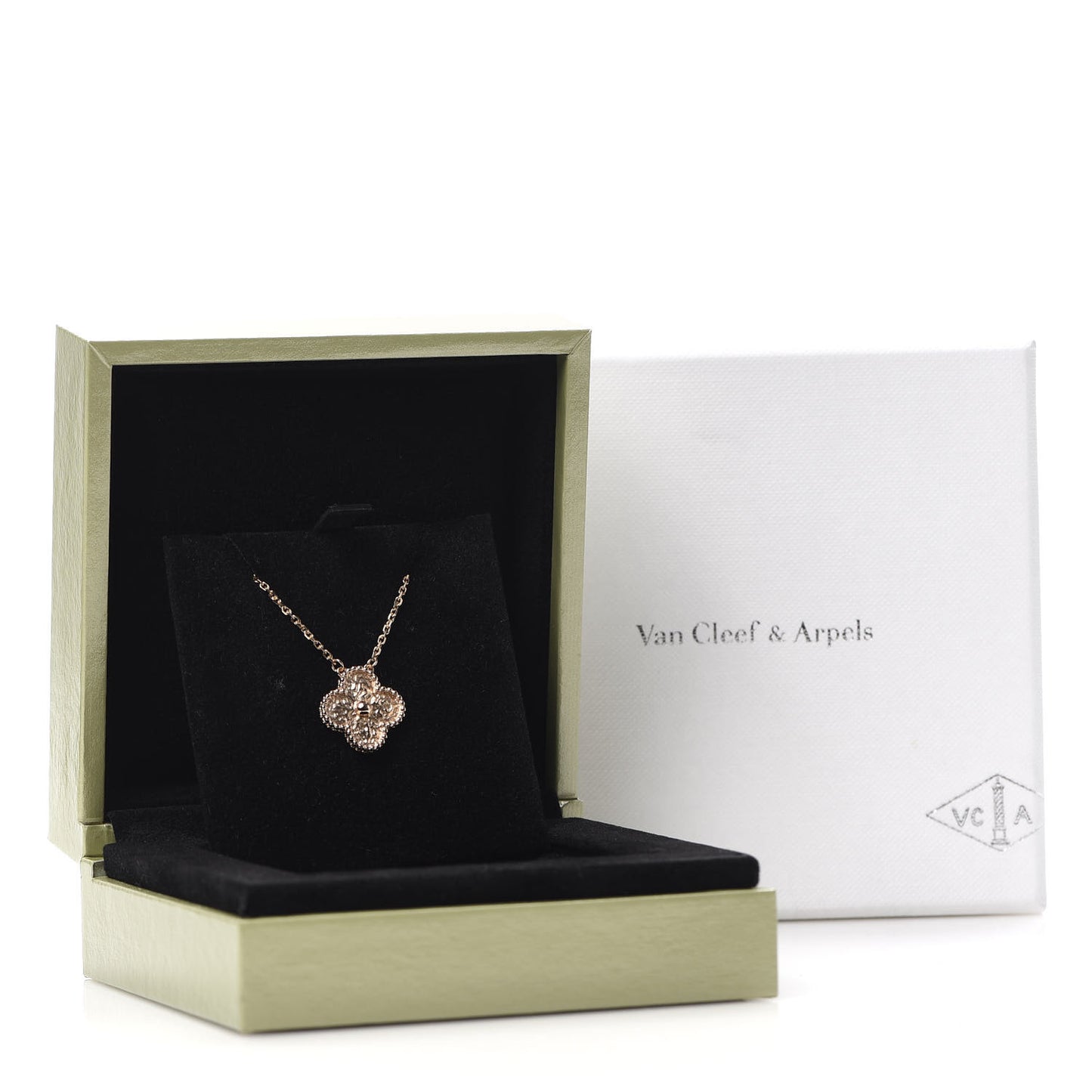 18K Rose Gold Vintage Alhambra Pendant Necklace