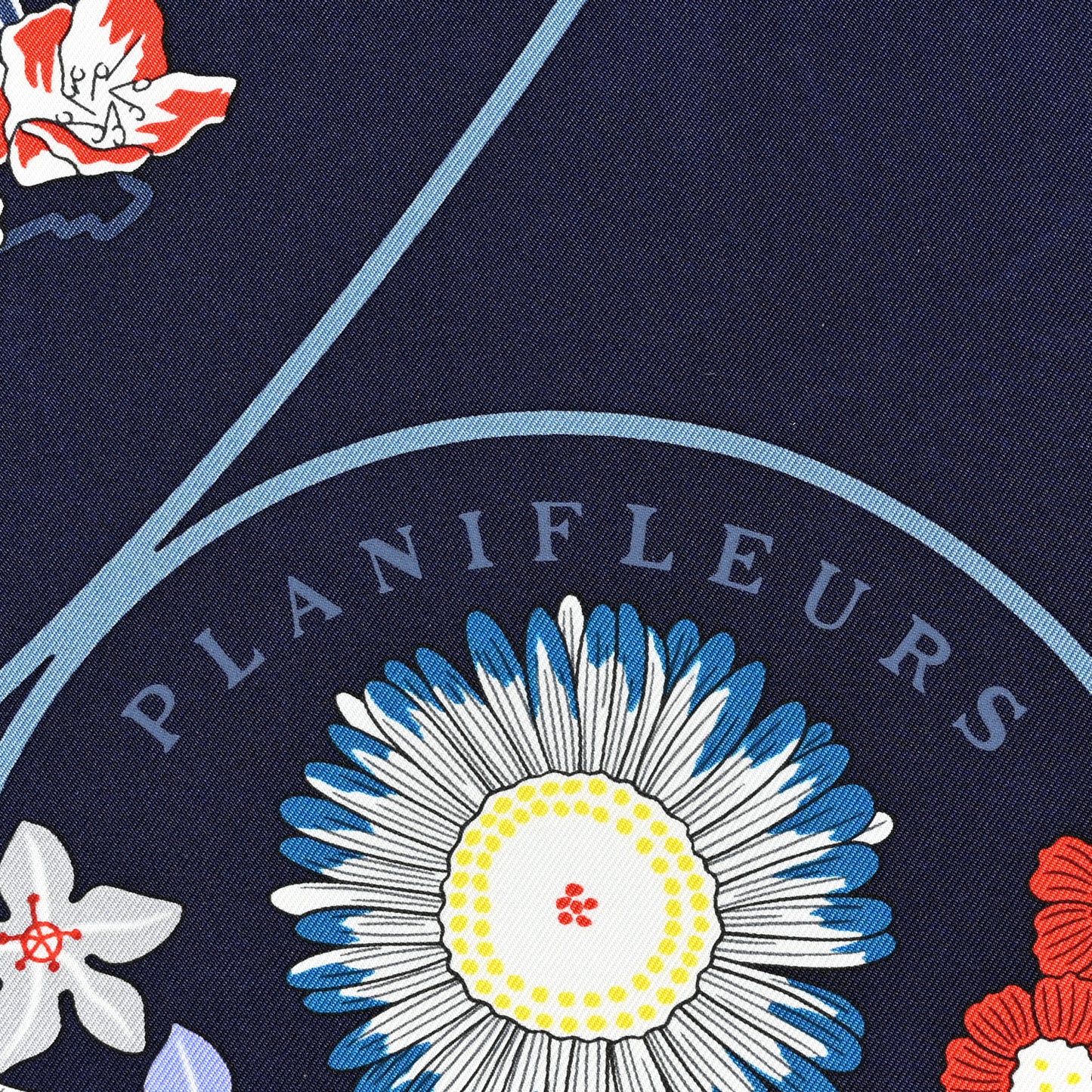 Silk Planifleurs Scarf 90 Marine