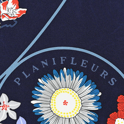 Hermes Silk Planifleurs Scarf 90 Marine 3 of 4