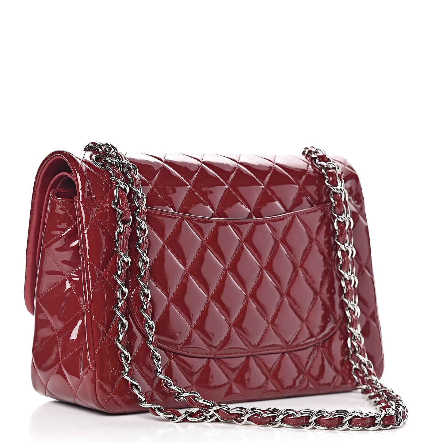 Patent Quilted Jumbo Double Flap Dark Red