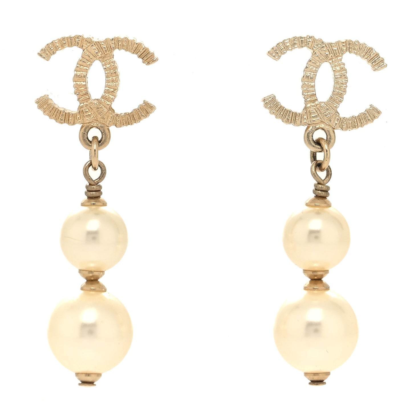 CC Pearl Drop Earrings Gold