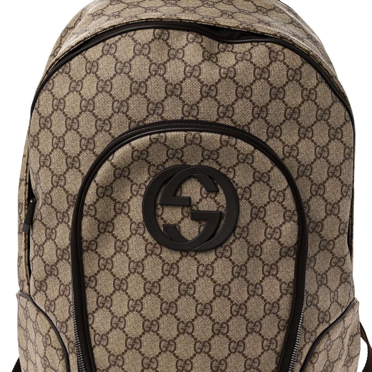 GG Plus Monogram Interlocking G Medium Backpack Dark Brown