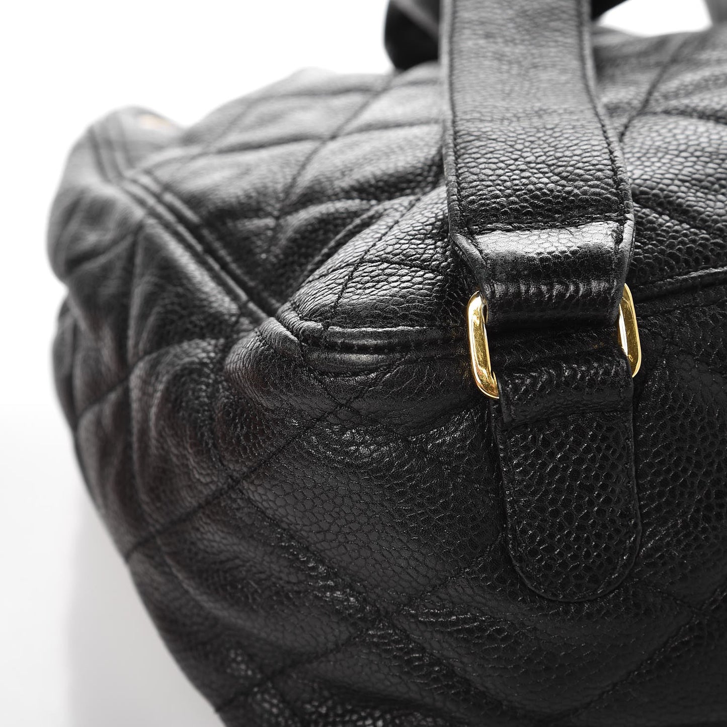 Caviar Quilted Drawstring Backpack Black