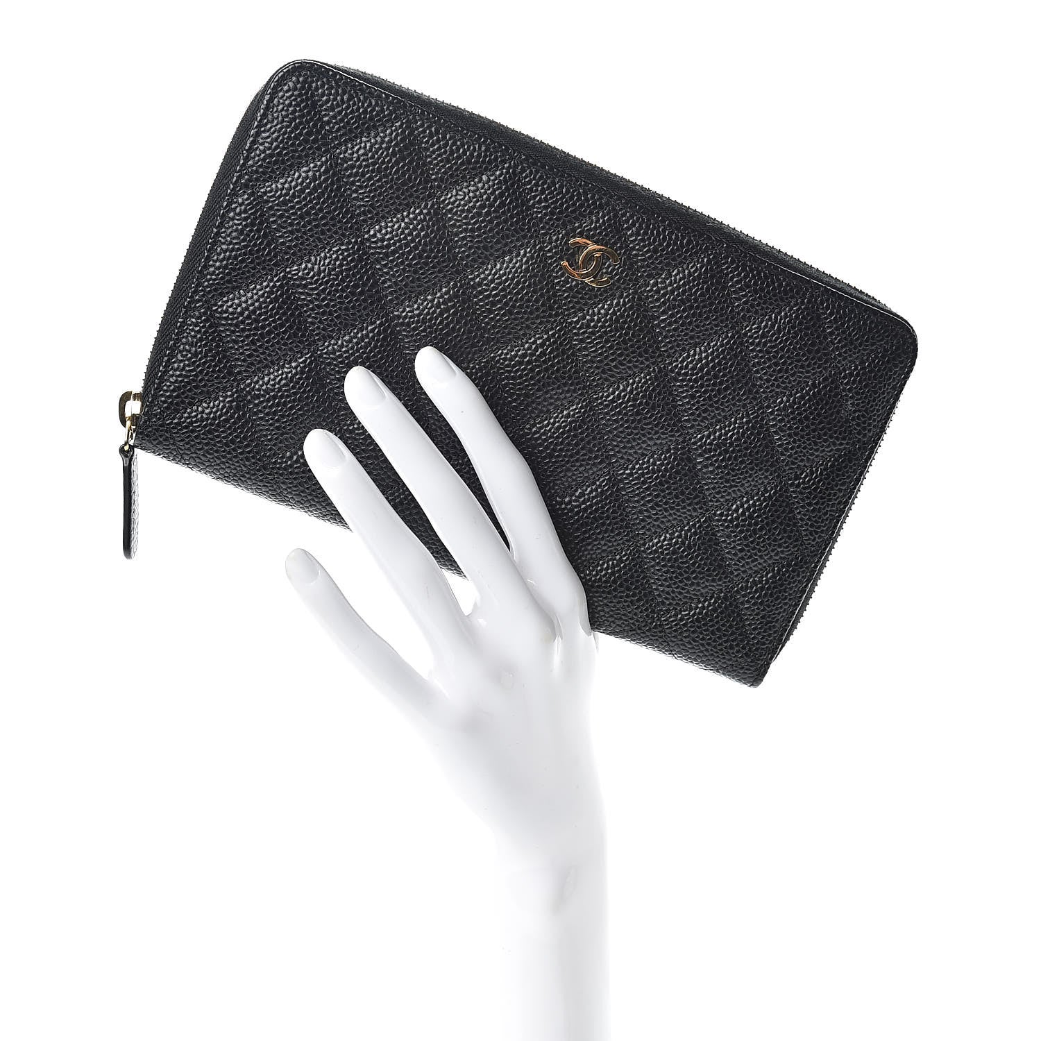 Chanel Caviar Quilted Large Zip Around Organizer Wallet Black 2 of 10