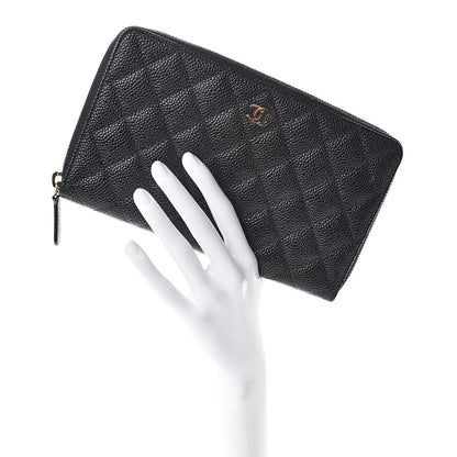 Chanel Caviar Quilted Large Zip Around Organizer Wallet Black 2 of 10