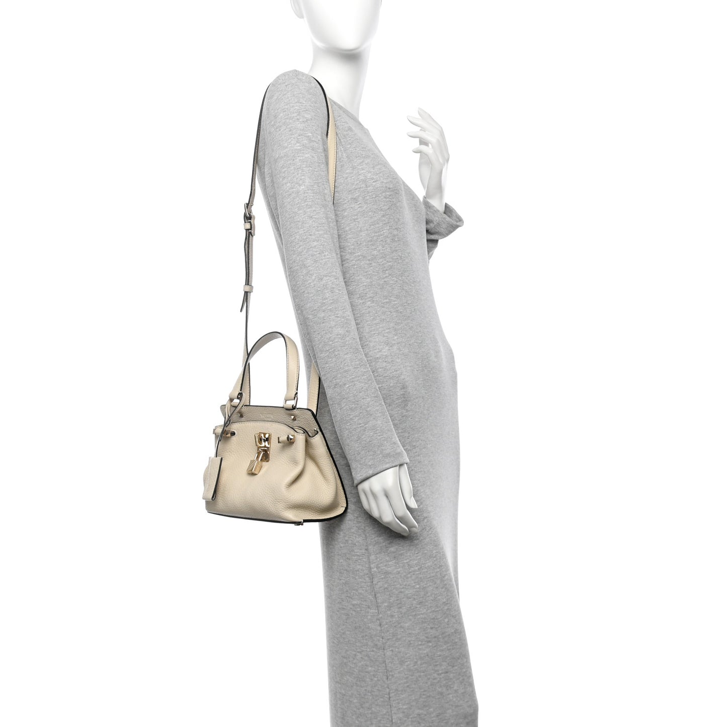 Pebbled Calfskin Small Joylock Satchel Ivory