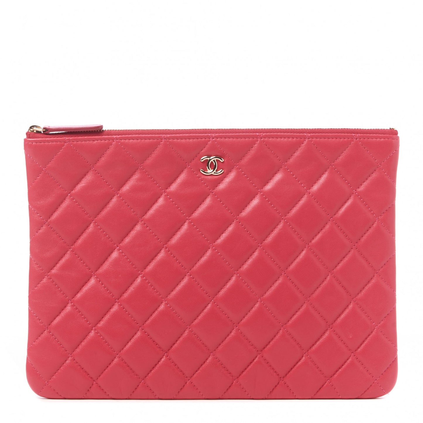 Lambskin Quilted Medium Cosmetic Case Pink