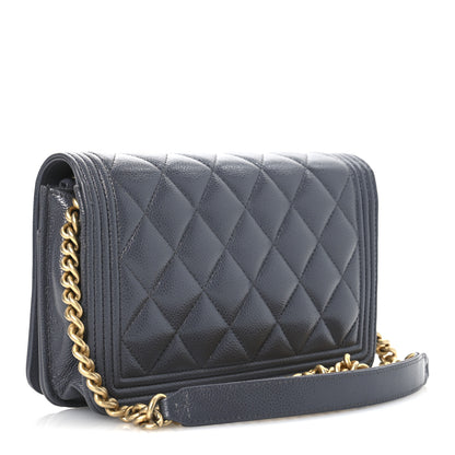 Chanel Caviar Quilted Boy Wallet On Chain WOC Grey 3 of 11