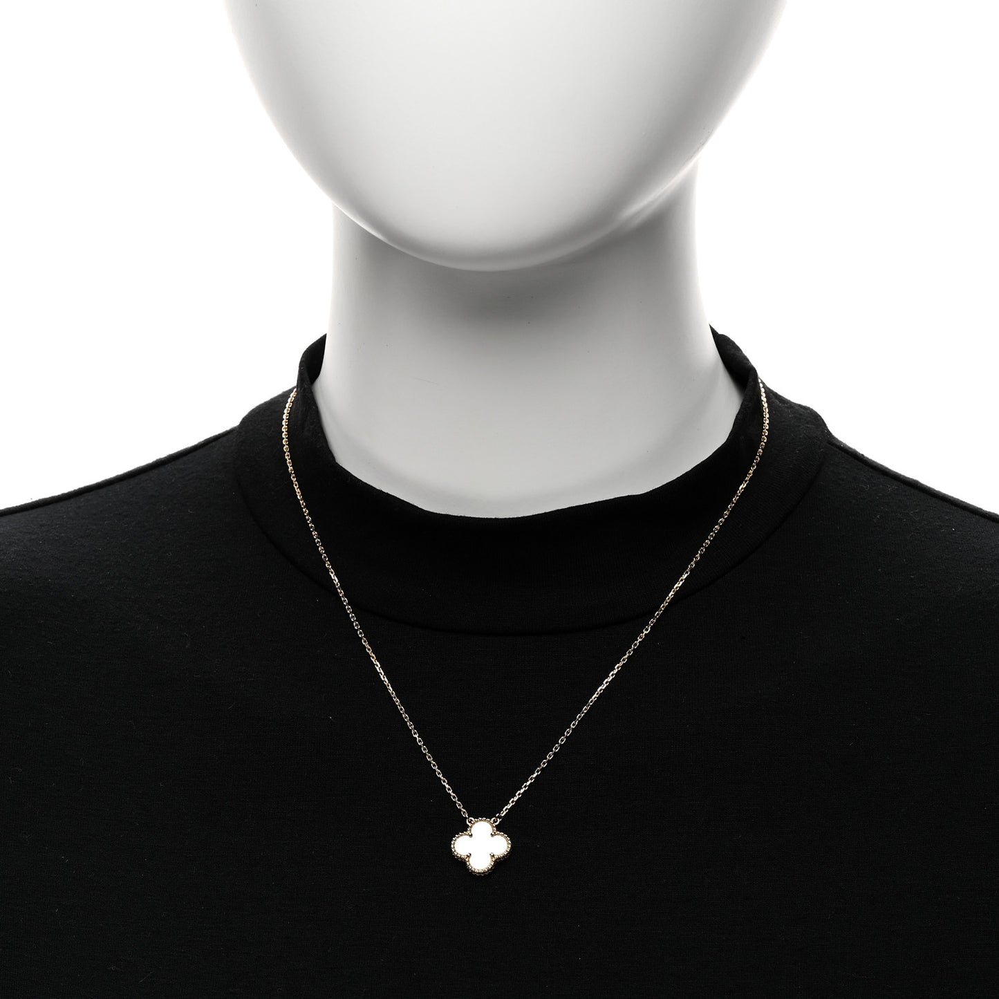 18K Yellow Gold Mother of Pearl Vintage Alhambra Pendant Necklace