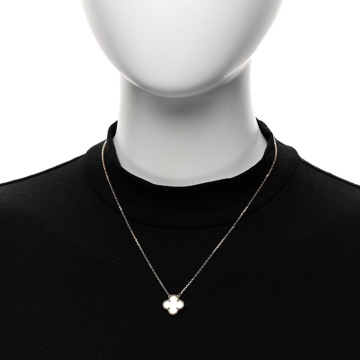 Van Cleef & Arpels 18K Yellow Gold Mother of Pearl Vintage Alhambra Pendant Necklace 2 of 5