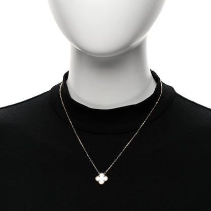 Van Cleef & Arpels 18K Yellow Gold Mother of Pearl Vintage Alhambra Pendant Necklace 2 of 5