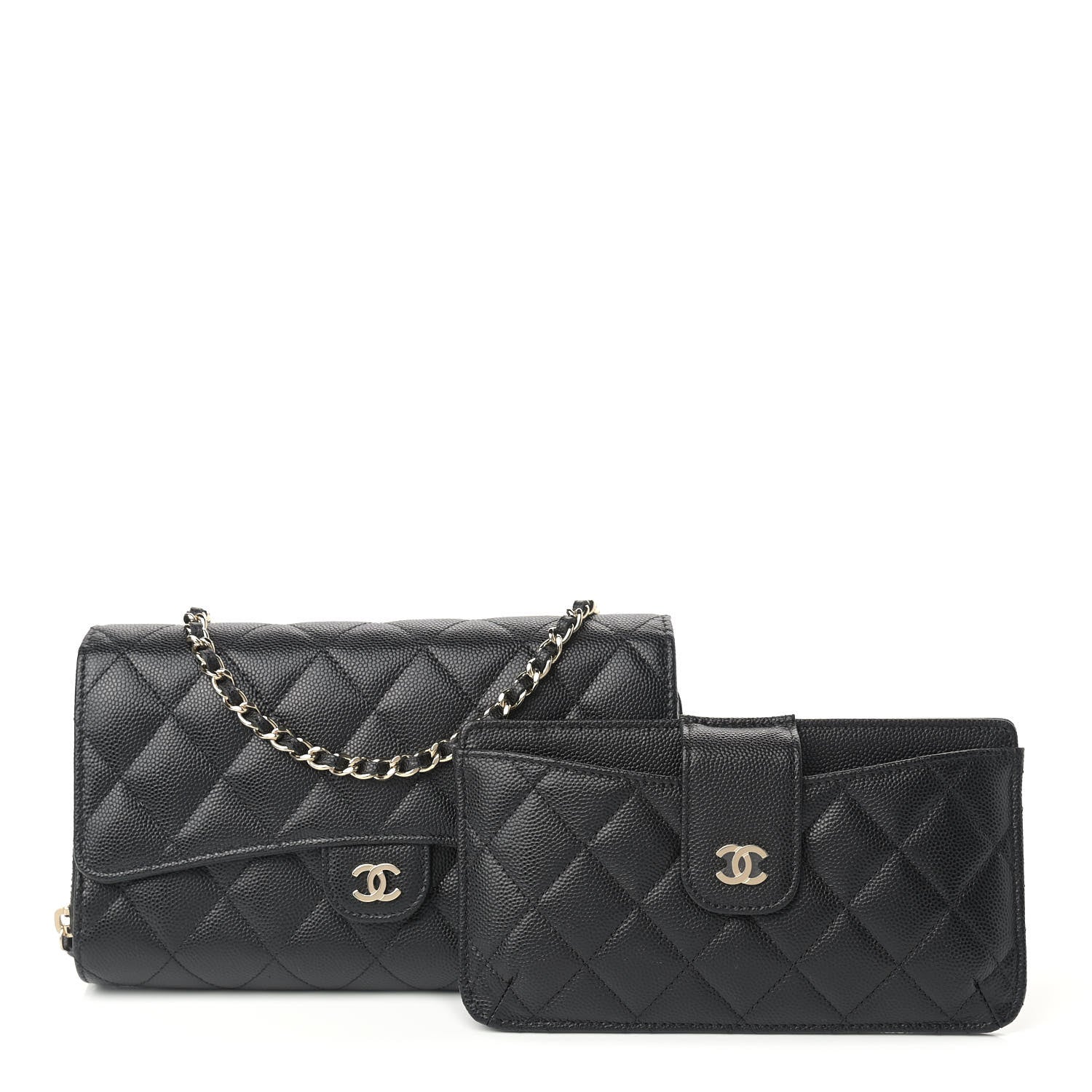 Chanel Caviar Quilted Phone Holder Wallet on Removable Chain Black 3 of 11