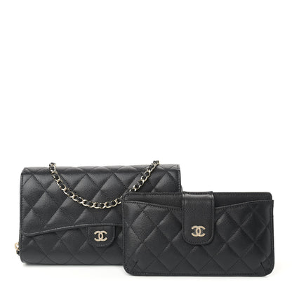 Chanel Caviar Quilted Phone Holder Wallet on Removable Chain Black 3 of 11