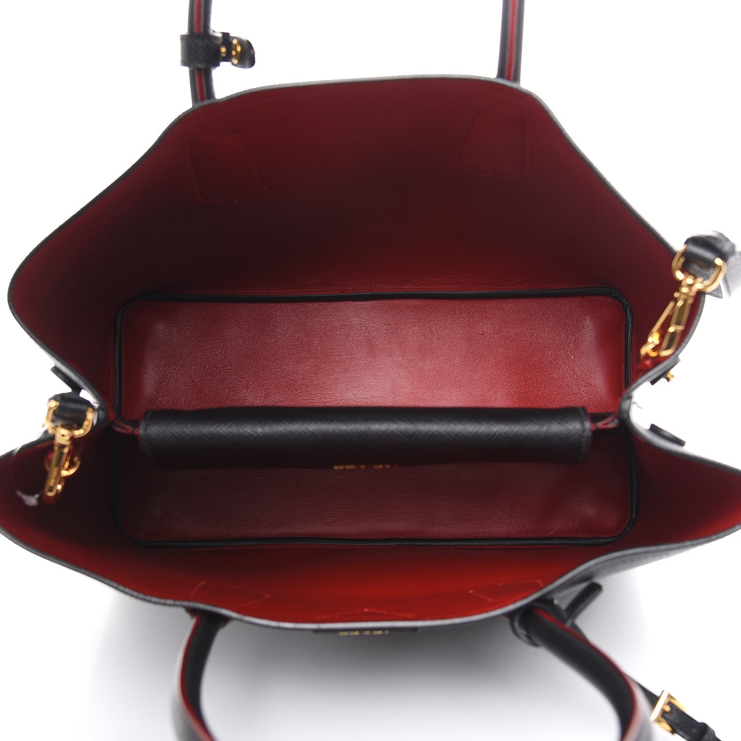 Prada Saffiano Cuir Large Double Bag Black Fuoco 5 of 11