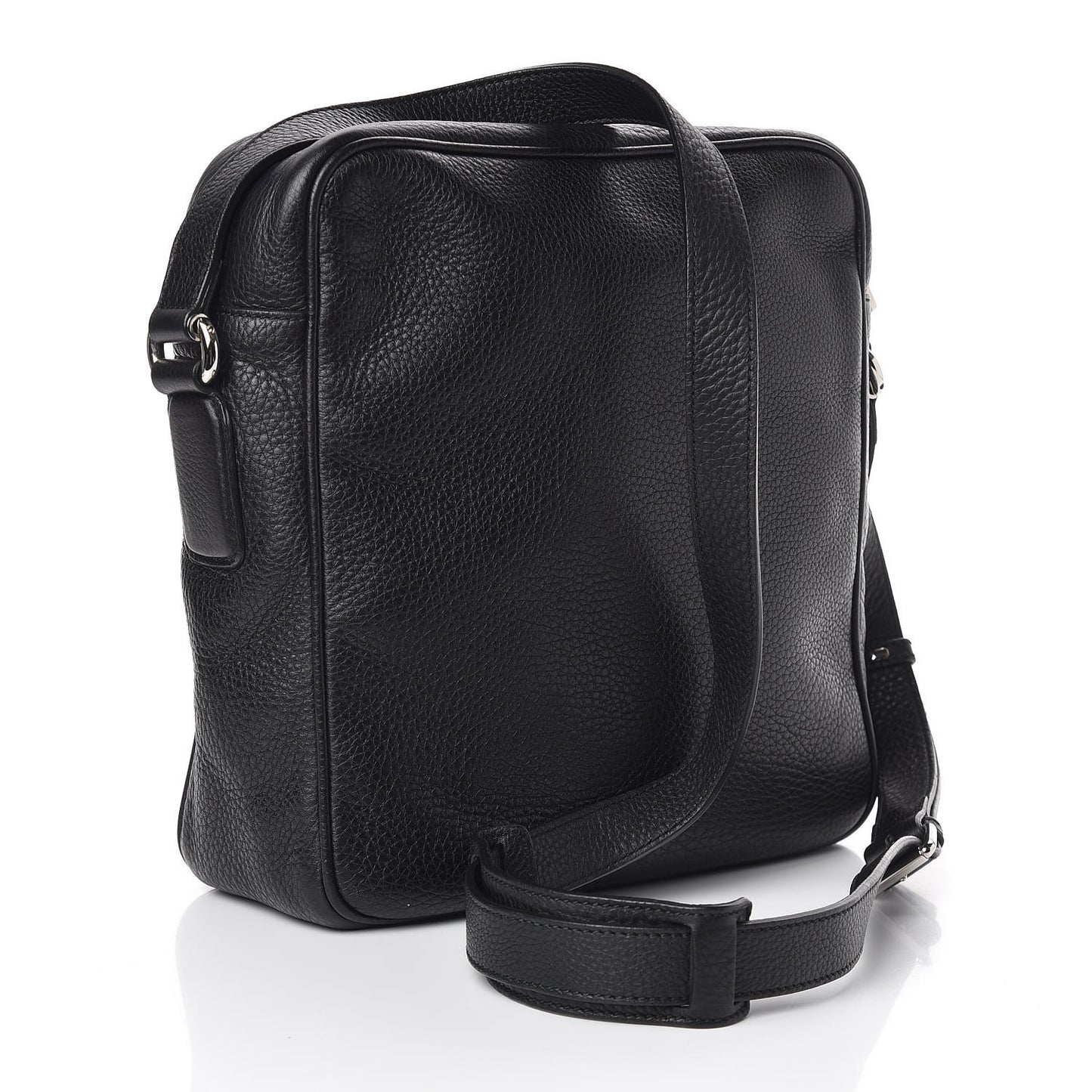 Pebbled Calfskin Medium Soho Messenger Bag Black