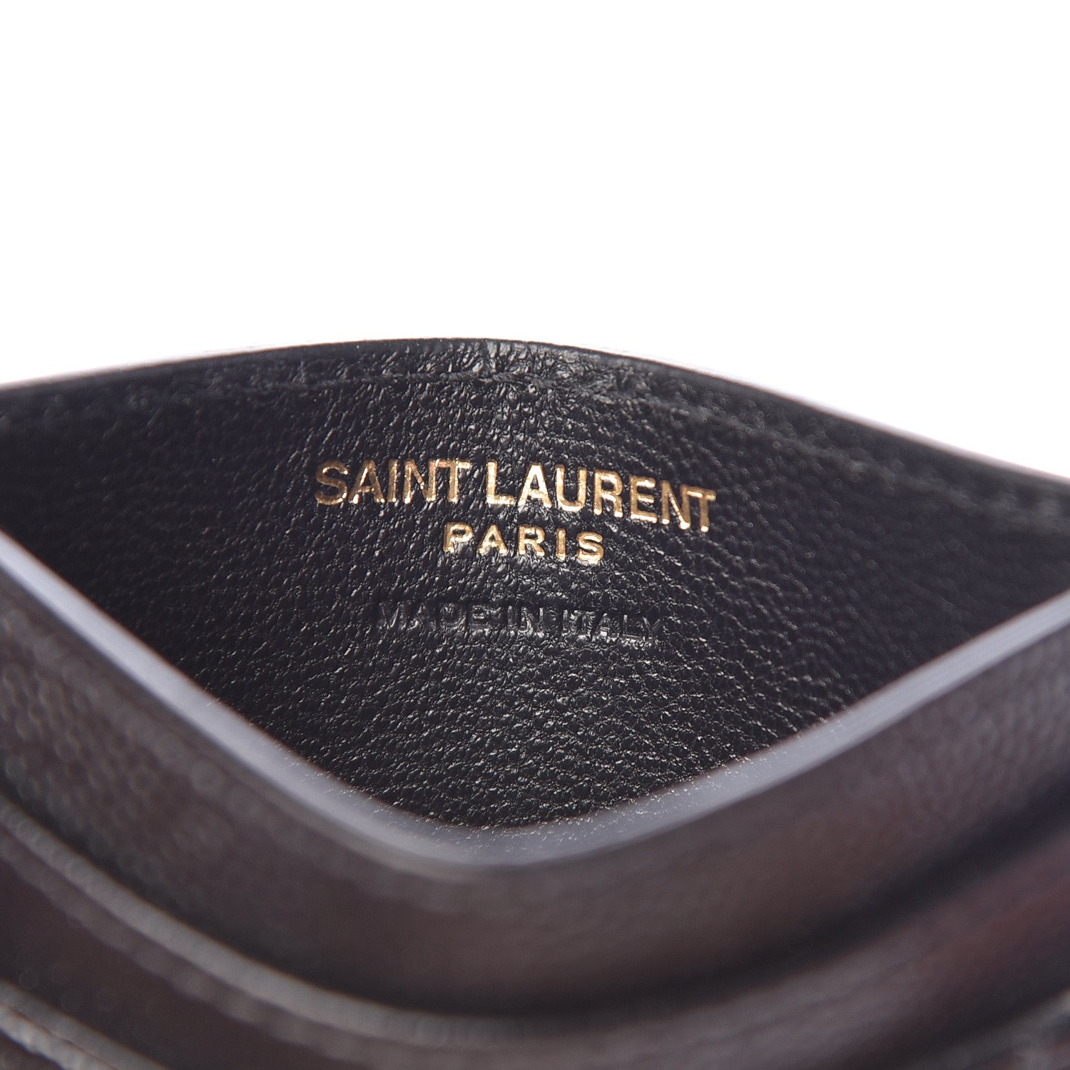 Saint Laurent Grain De Poudre Matelasse Chevron Monogram Credit Card Case Black 6 of 8