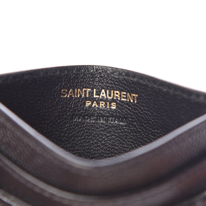 Saint Laurent Grain De Poudre Matelasse Chevron Monogram Credit Card Case Black 6 of 8