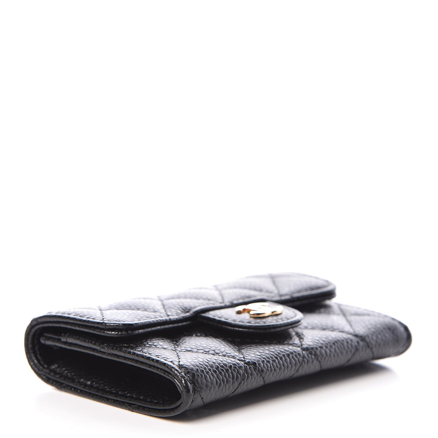 Caviar Quilted Flap Card Holder Black