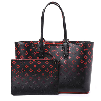 Christian Louboutin Perforated Calfskin Degrade Loubinthesky East West Cabata Tote Black Red 1 of 11