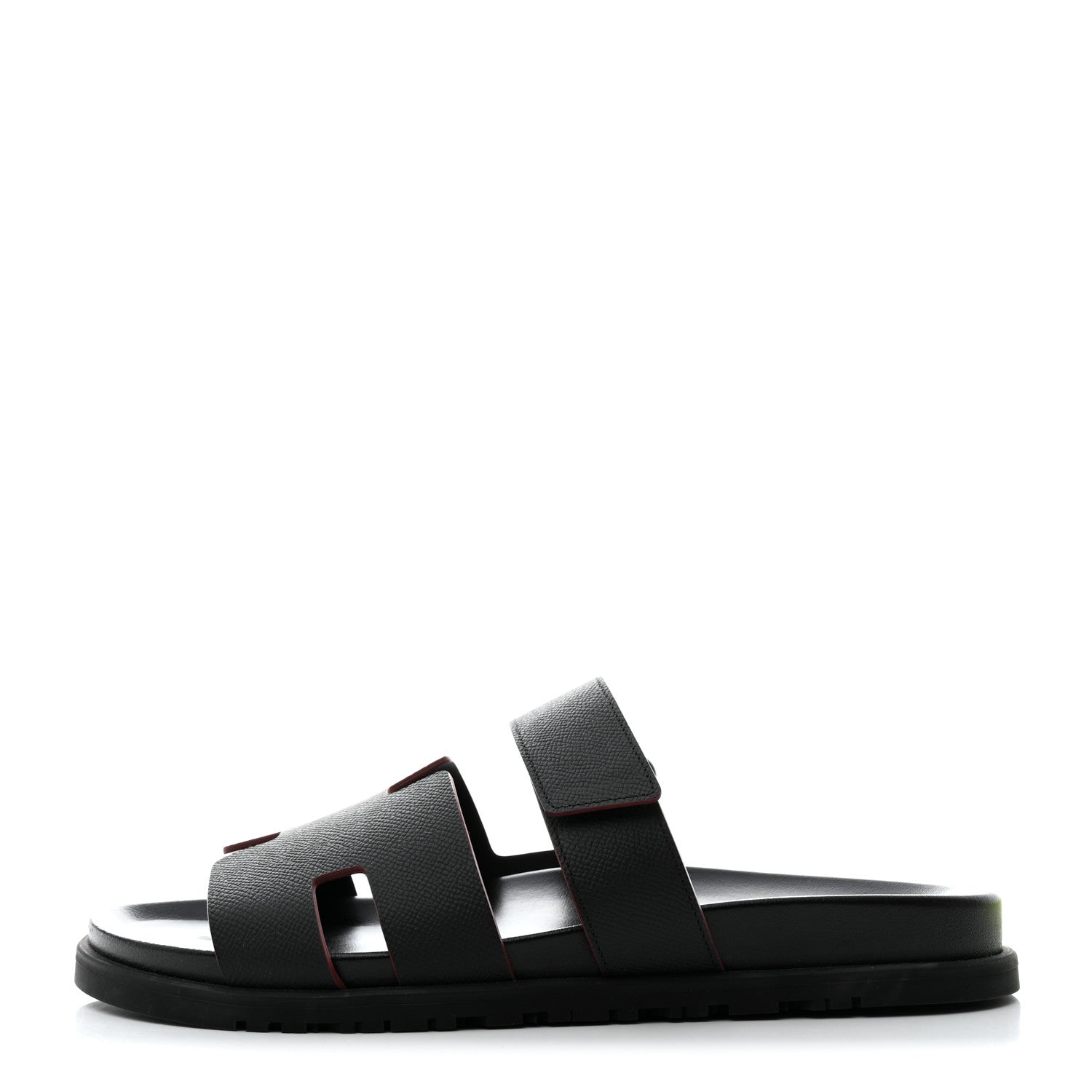 Hermes Calfskin Mens Chypre Sandals 44 Black 1 of 9