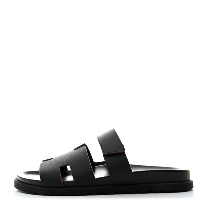 Hermes Calfskin Mens Chypre Sandals 44 Black 1 of 9