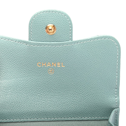 Chanel Iridescent Caviar Quilted Flap Card Holder Wallet Light Blue 11 of 14