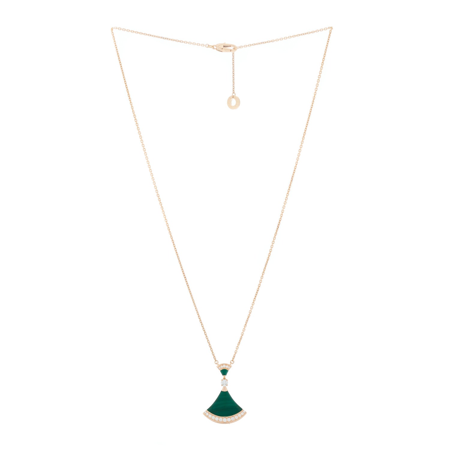 Bulgari 18K Rose Gold Diamond Malachite Divas' Dream Pendant Necklace 2 of 4