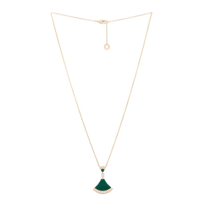 Bulgari 18K Rose Gold Diamond Malachite Divas' Dream Pendant Necklace 2 of 4