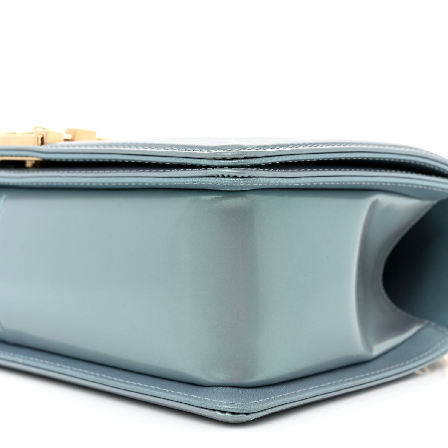 Chanel Iridescent Patent Calfskin Quilted Medium Boy Flap Light Blue 10 of 10