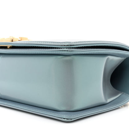 Chanel Iridescent Patent Calfskin Quilted Medium Boy Flap Light Blue 10 of 10