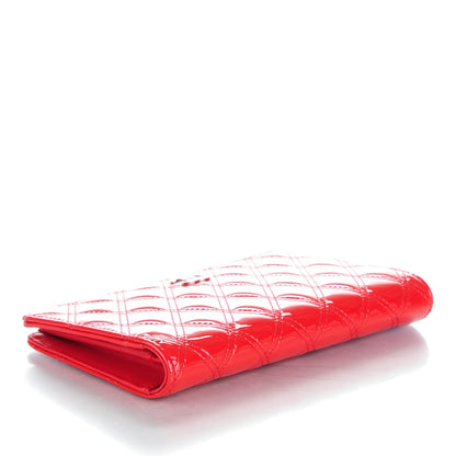 Chanel Patent Calfskin Quilted Double Stitch Yen Wallet Red 4 of 9