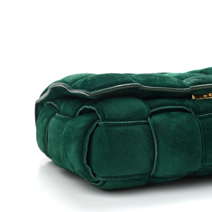Bottega Veneta Suede Maxi Intrecciato Padded Chain Cassette Crossbody Bag Emerald Green 9 of 10