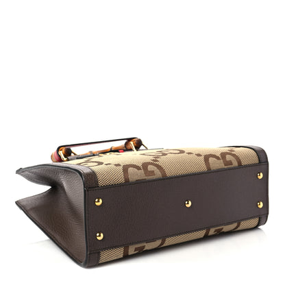 Gucci Monogram Jumbo GG Textured Dollar Calfskin Small Diana Tote Bag Camel Ebony New Acero Pomegranate Red 3 of 5