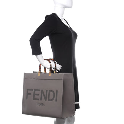 Fendi Vitello King Plexiglass Logo Embossed Large Fendi Sunshine Shopper Tote Moon 2 of 10