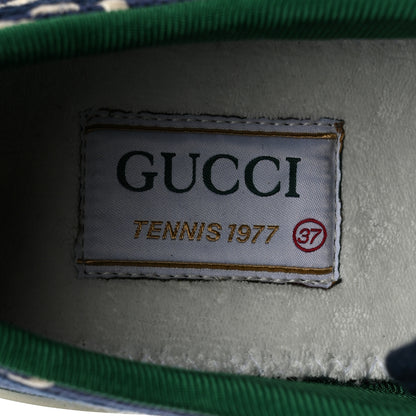 Gucci Cotton GG Monogram Web Womens 1977 Tennis Sneakers 37 Ink Ivory Blue 6 of 7