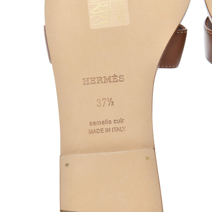 Hermes Box Calfskin Oran Sandals 37.5 Gold 7 of 10