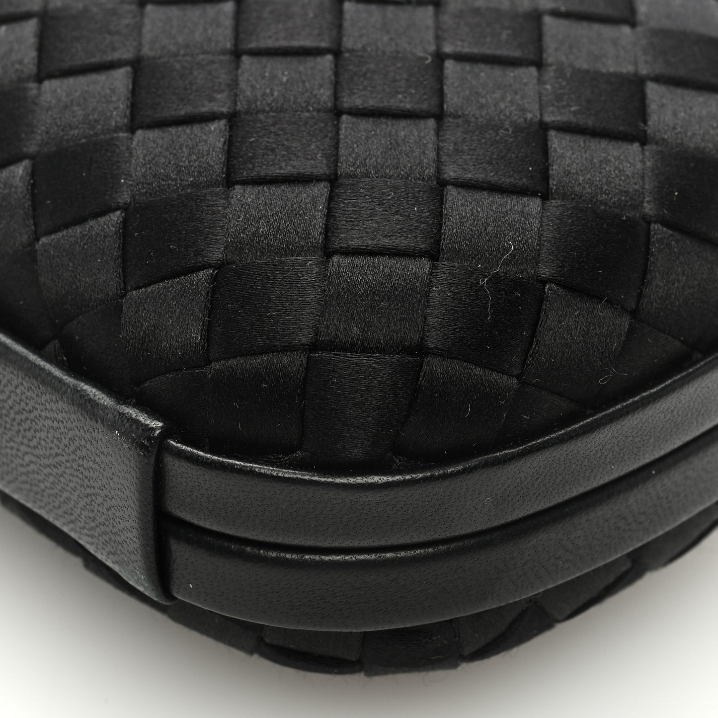 Satin Intrecciato Impero Stretch Knot Clutch Black