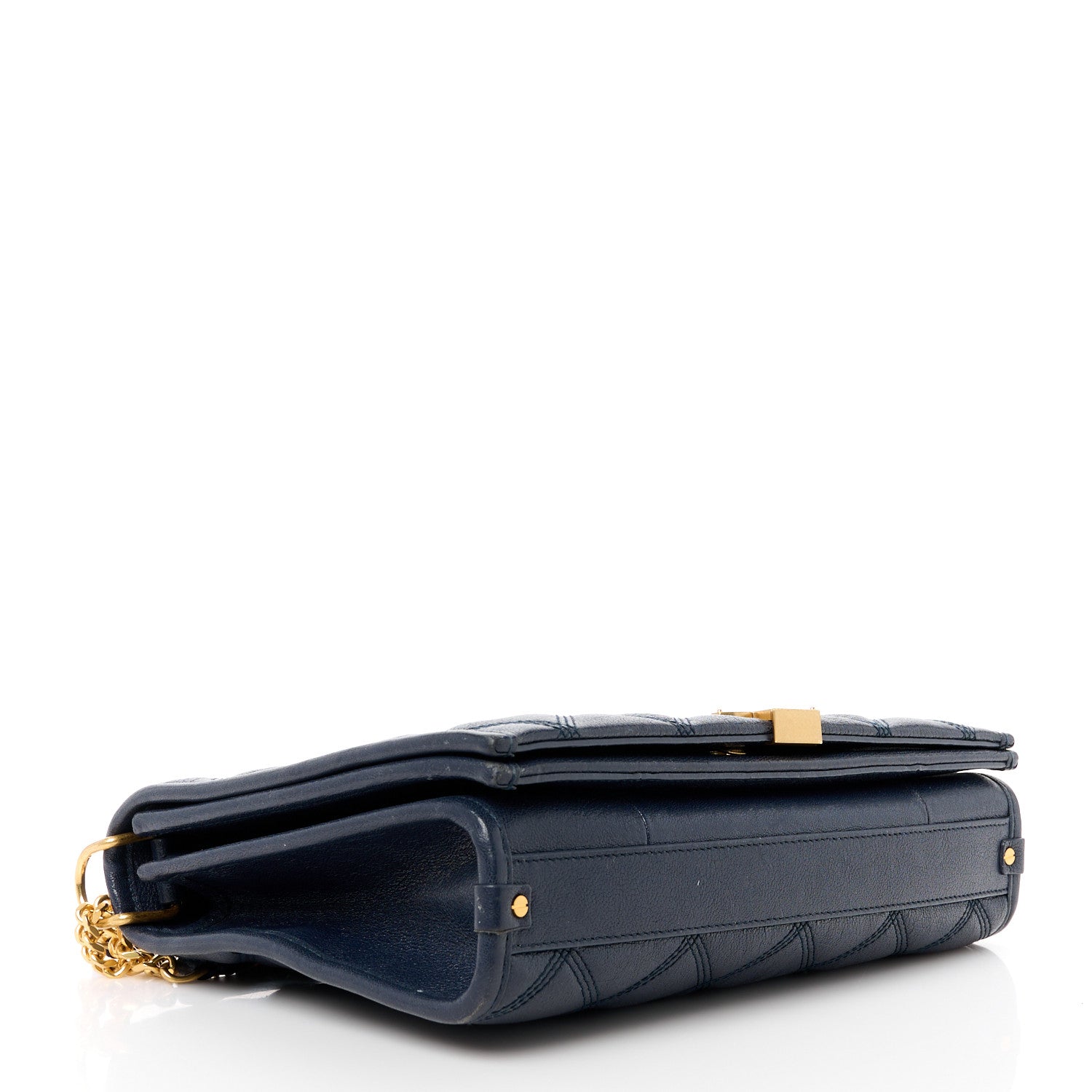 Saint Laurent Lambskin Quilted Mini Becky Chain Bag Blue Charron 4 of 11
