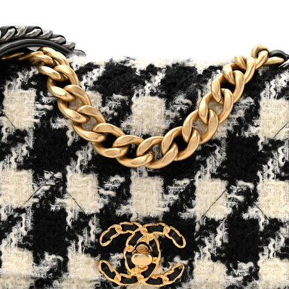 Chanel Tweed Quilted Medium Chanel 19 Flap Black Ecru White 8 of 10