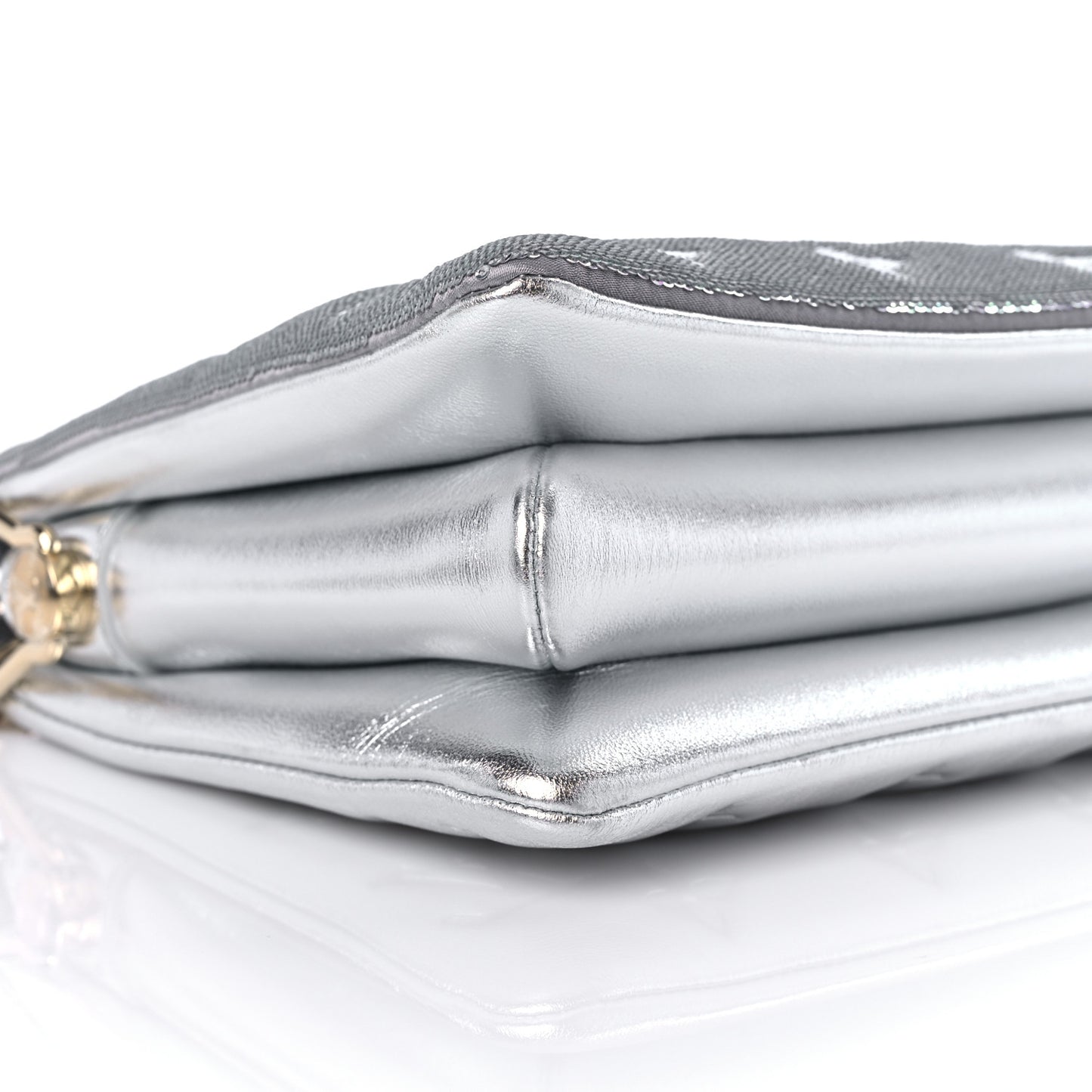 Satin Sequin Embroidered Monogram Coussin BB Silver