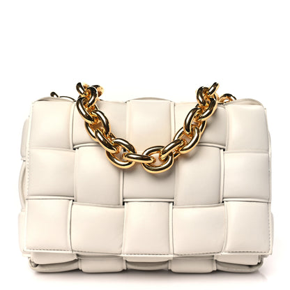 Bottega Veneta Lambskin Maxi Intreccio Padded Chain Cassette Crossbody Bag White 1 of 8
