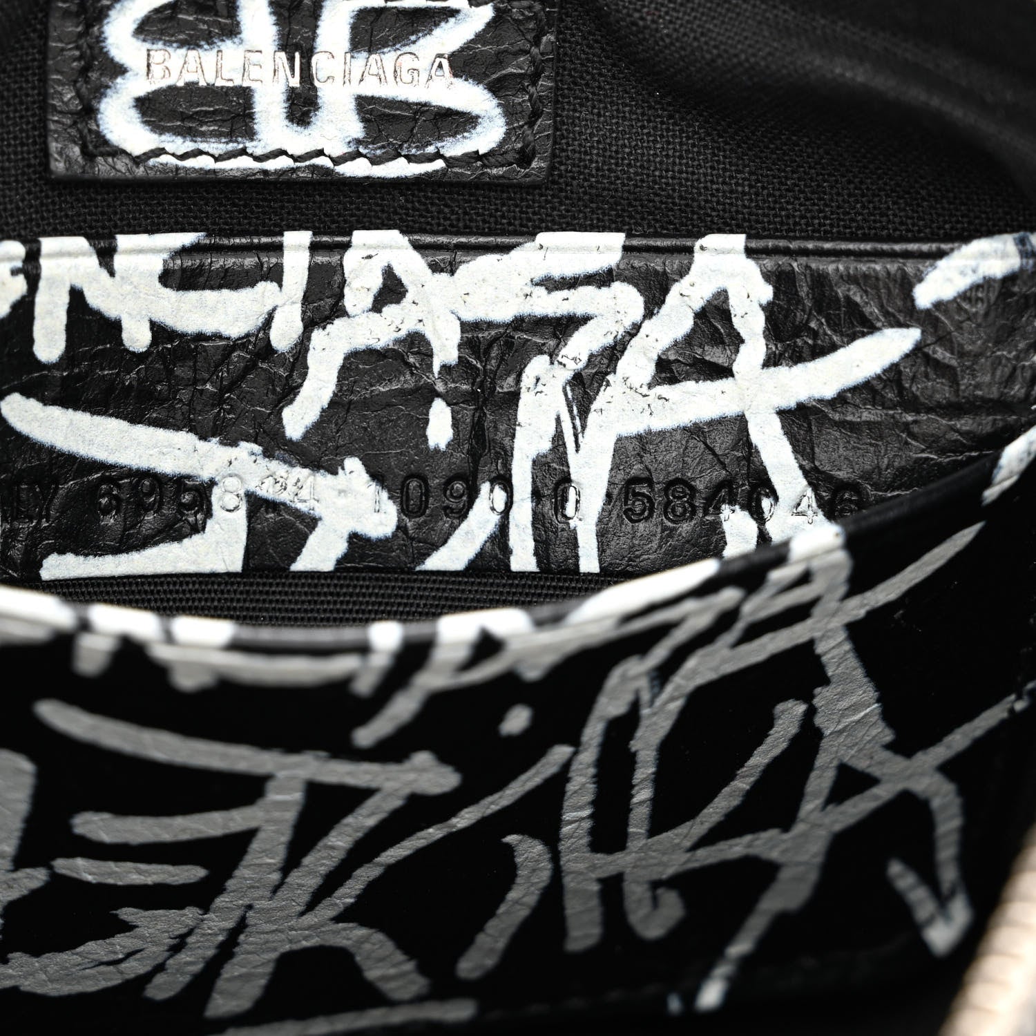 Balenciaga Agneau Arena Graffiti Le Cagole Mini Purse With Chain Black White 8 of 11