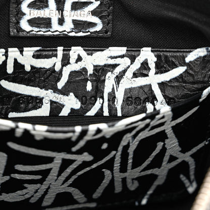 Balenciaga Agneau Arena Graffiti Le Cagole Mini Purse With Chain Black White 8 of 11